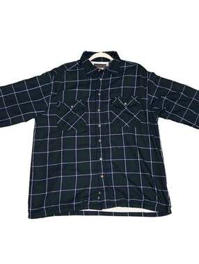 DAVID TAYLOR Thermal Navy Green Plaid Flannel